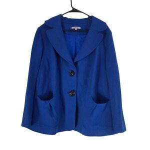 Classiques Entier Cobalt Blue Button Front Blazer Jacket Women's 22W